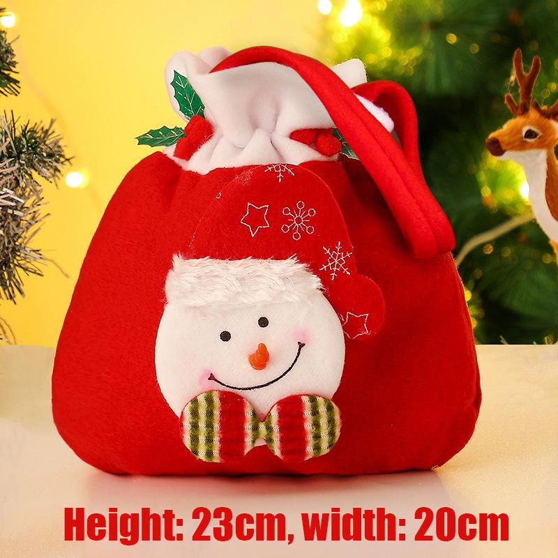 4Pcs Christmas Bags Drawstring Flannel Xmas Gifts Bag Santa Sack Children Gift Storage Bag New Year Candy Pouch Snowman Elk Bear