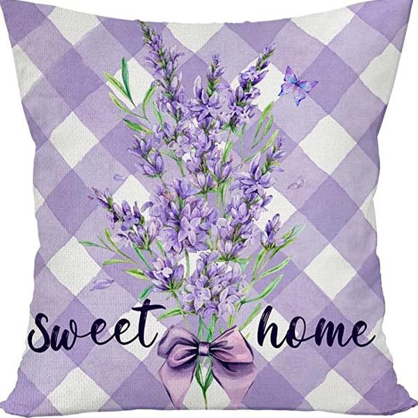 Растение и Цветок Льняная Наволочка Фиолетовая Лаванда С Принтом Подушка Чехол Наволочка Дом Диван