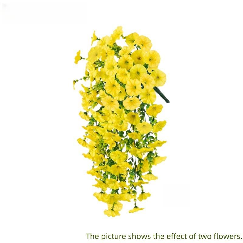 2 шт. Искусственные подвесные цветы петунии и эвкалипта - Яркие бутоны, Декор для улицы/дома для свадеб, крыльца, патио, сада