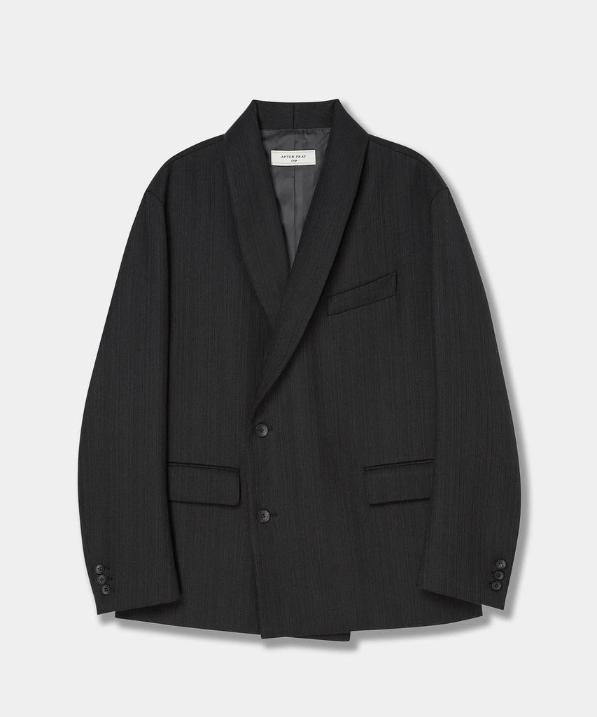 Afterpray Shawl Collar Double-Breasted Blazer Black