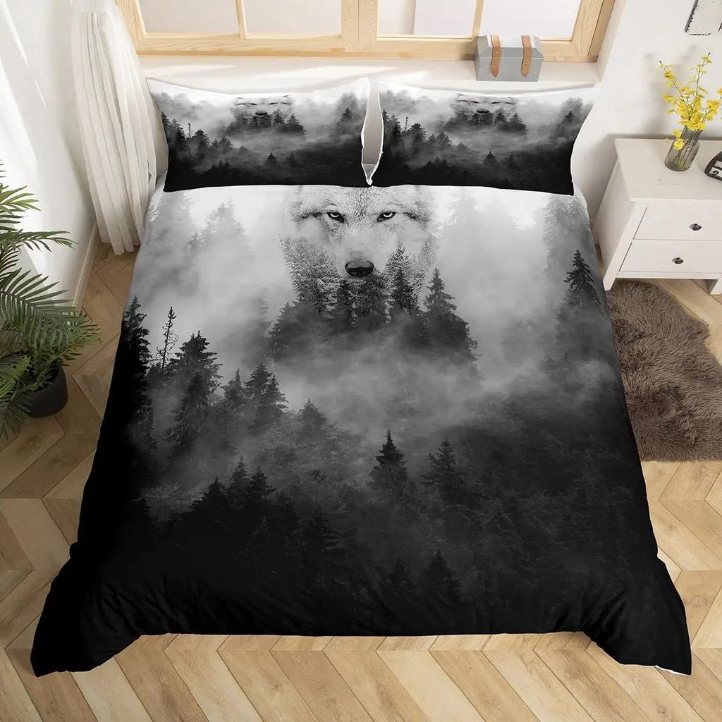 Wolf Duvet Cover Set Wolf With Mechanical Eye Bedding Set For Kid Teens Adults 3d Printing Queen King Size Polyester Quilt Cover