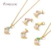 14K Gold Plated Enamel Charms with CZ Crystal,Heart Moon Pendant For DIY Jewelry Making,DIY Bracelet Necklace Earring Supplies