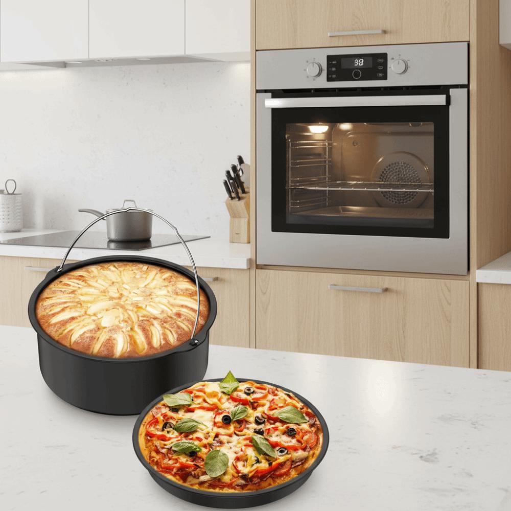 6/7/8/9 Inch Round Cake Mold Carbon Steel Air Fryer Pot Air Fryer Baking Pan Set Roast Chicken