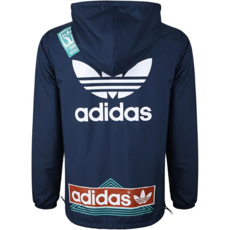 adidas Оригинальная наклейка Rev Wb с полосатым логотипом, повседневная ветровка с капюшоном, двусторонняя куртка для мужчин, черная DX4218