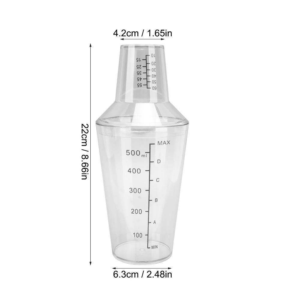Clear Plastic Cocktail Shaker Set Spill Prevent Design Measuring Jigger Set Beverage Mixing