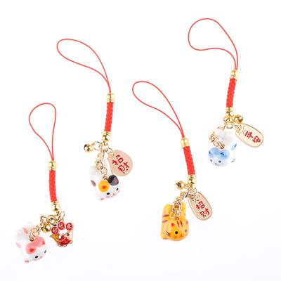 Подвеска Lucky Cat, телефонный шнурок, креативная керамическая цепочка для телефона с бусинами Lucky Nafu Wealth, ремешок для мобильного телефона, брелок