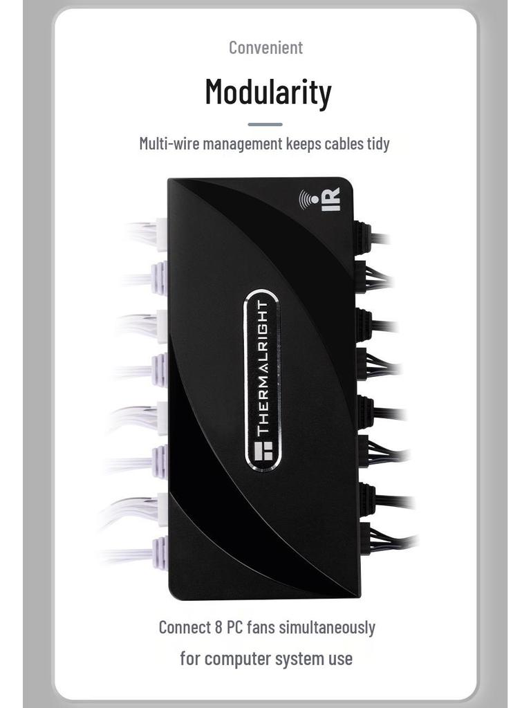 Концентратор для вентиляторов Thermalright TL-ARGB X12 с пультом дистанционного управления подсветкой черного цвета