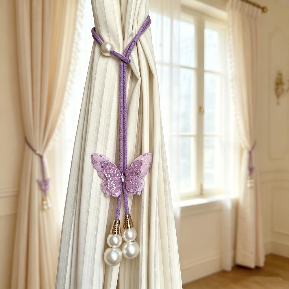 2PCS Creative Butterfly Curtain Tie Strap Adjustable Curtain Rope Curtain Tie Back Home Decor