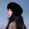 Women's Faux Fox Fur Hat with Hollow Top and Hair Accessories - Thickened for Warmth