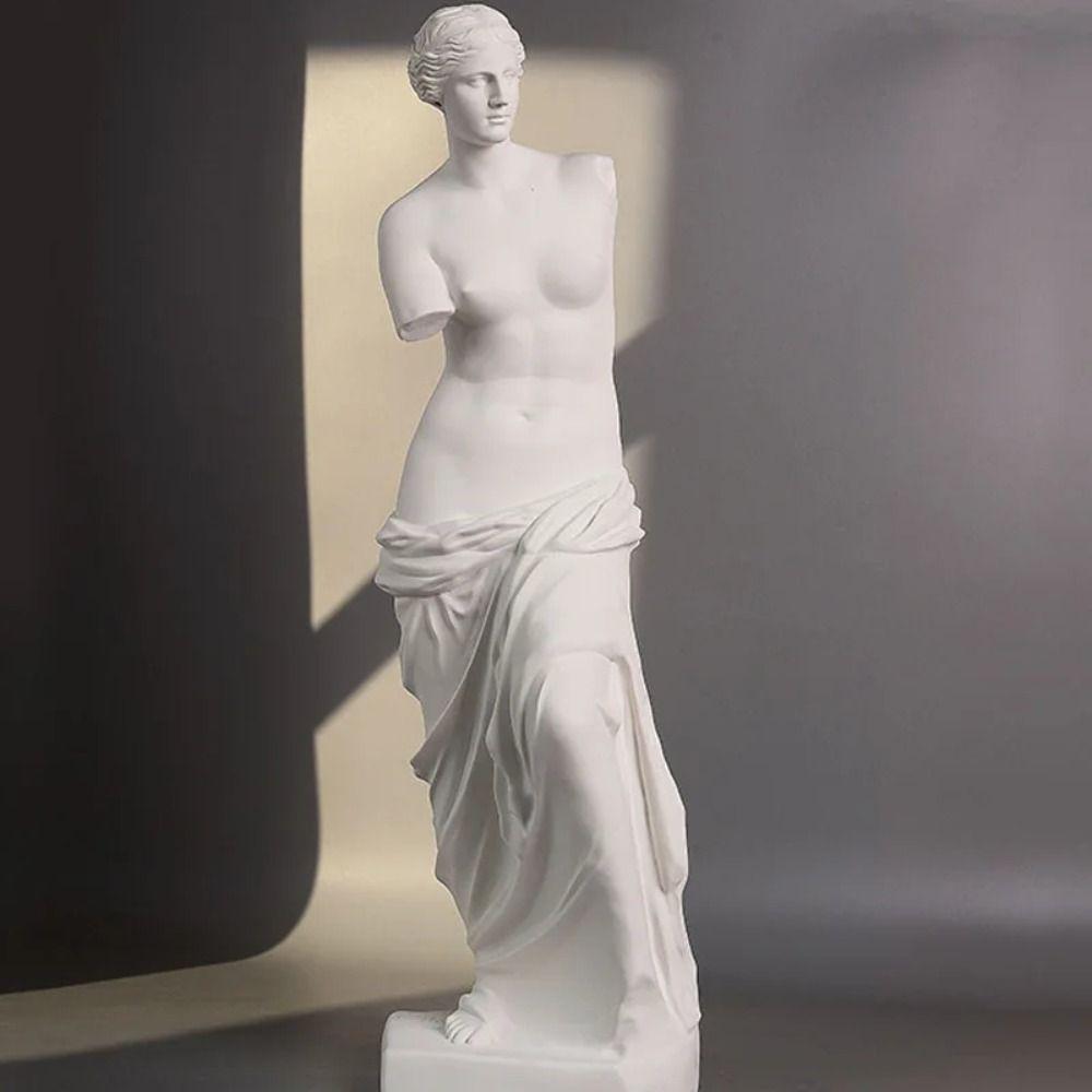 White Artwork Sketch Plaster Resin Art Figurine Beauty and Love Broken Arm Venus Statue Bookshelf