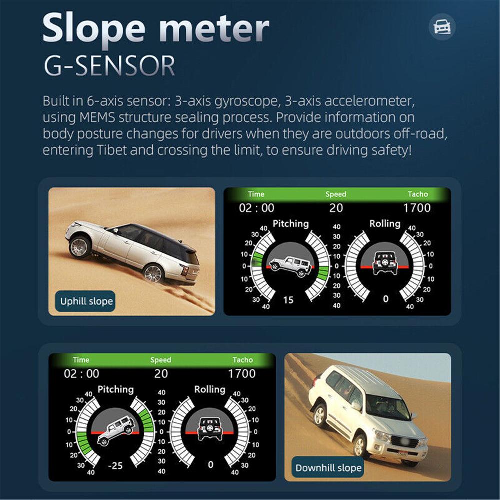 4,5-дюймовый автомобильный OBD2 HUD GPS-дисплей с ЖК-дисплеем, детектор наклона, измеритель наклона