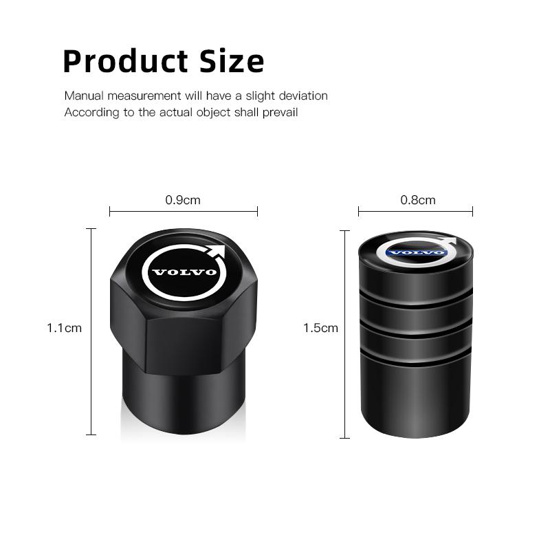 4Pcs Car Tires Wheel Valve Cap Cover Wheel Hub Center Sticker For Volvo XC90 V90 V60 XC60 V40 S80 S60 S90 C40 XC40 V70 XC70 C30