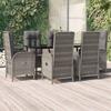 VidaXL Garden Dining Set and Cushions 7 Pcs Black and Grey Rattan, Dining Set, Dining Set 3185182