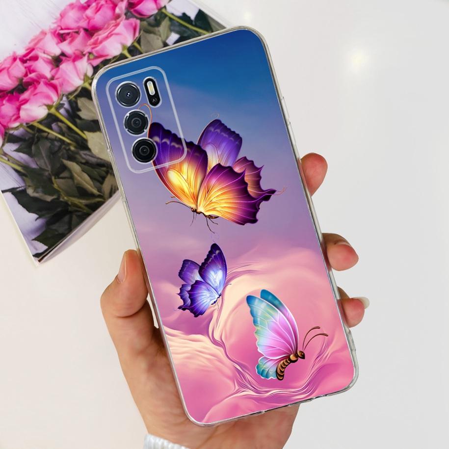 For OPPO A16 Case A16S A54S Soft Silicone Phone Case For Oppo A16 CPH2269 Clear Flower Funda Back Cover on OPPOA16s A 54s Bumper
