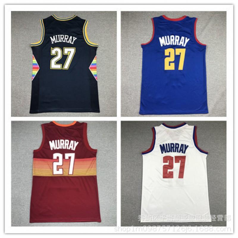 Embroidered Denver Nuggets NBA Jersey 27 Jamal Murray Basketball Uniform Men Women Fall Winter