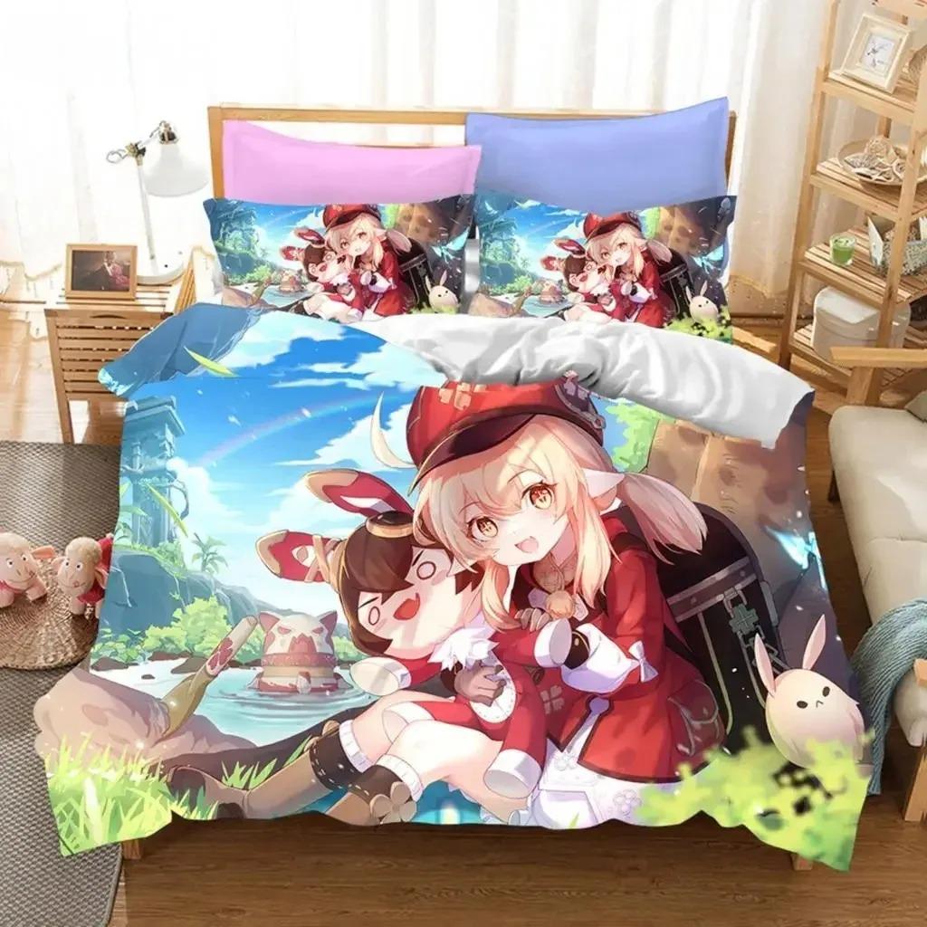3D Game Genshin Impact Bedding Collections Keqing Xiao Duvet Cover Collection Boys Adults Single Full Queen King Size With Bed Linen