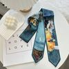 High-Grade Flower Print Long Silk Scarf Hair Band Ribbon Tied-up Hair Long Bow Vintage Satin Ribbon Hair Accessories For Women