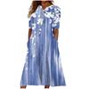Women's Summer Casual Printed V-Neck Short-Sleeve Swing Dress