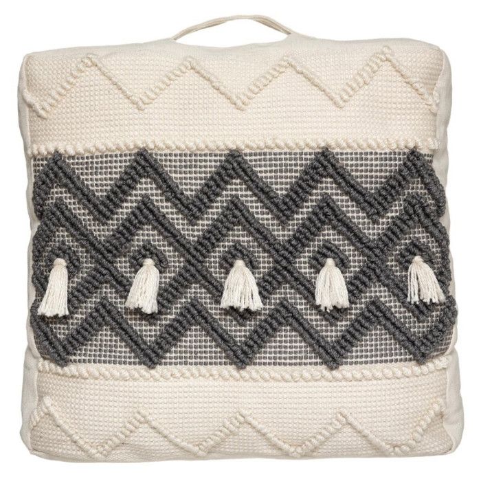 Coussin de sol recyclé "Row" 48 x 48 x 14 cm Atmosphéra - Gris