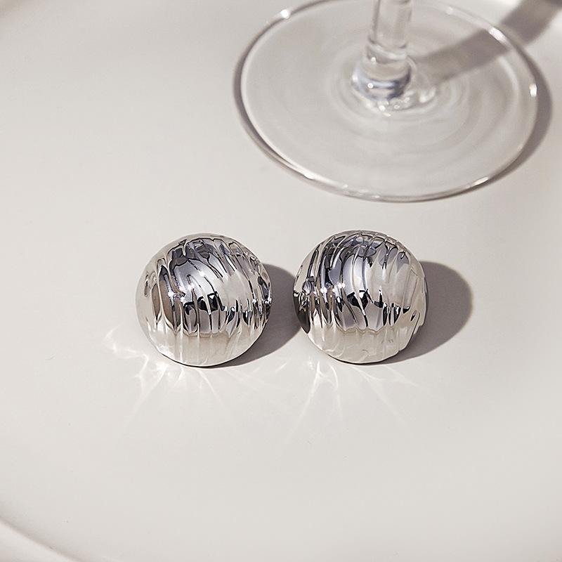 Ретро Геометрические Металлические Серьги-Пуссеты, Простые Серьги с Волнистой Текстурой в Гонконгском Стиле, Нишевые Высококлассные Квадратные Серьги.