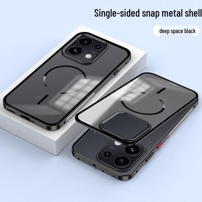 Совместимый металлический охлаждающий чехол Snap-On для Oppo Reno16 Pro - Матовая задняя панель с ощущением голого металла