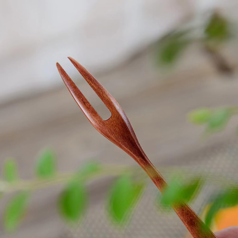 KXLCGYK Деревянная вилка, японские сладости, набор из 5 вилок, легкая лакированная вилка химэ, фруктовая вилка, десертная вилка для торта 13,5 см