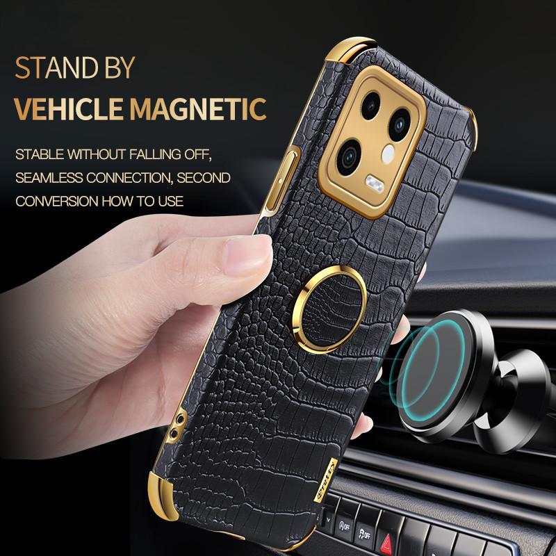Роскошный чехол с покрытием из крокодиловой кожи для Xiaomi 13T Pro 13 Lite 12T 12 11T 11 Mi 10 10T защитный чехол кольцо магнитный держатель противоударный чехол-подставка