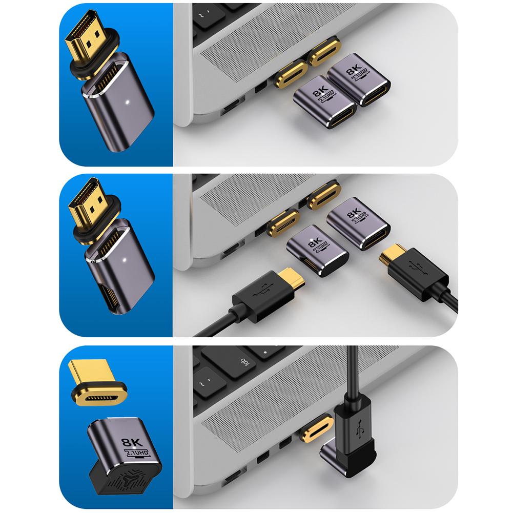 Совместимый с HDMI 2.1 магнитный адаптер «папа-мама» 19-контактный для ТВ-приставки PS5 USB-концентратор высокоскоростной 8K/60 Гц 4K/120 Гц 48 Гбит/с eARC кабель