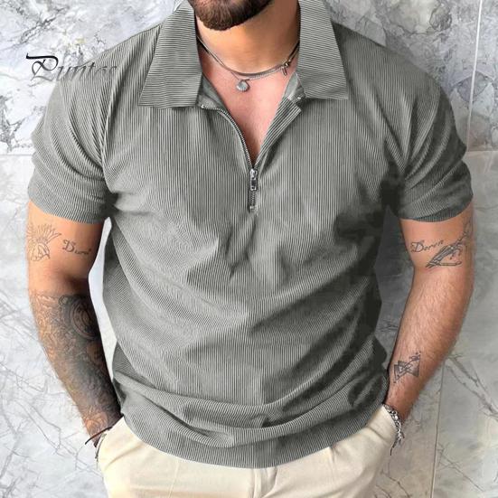 Мужская футболка с застежкой-молнией и лацканами, однотонная, с короткими рукавами, повседневная, свободная, летняя футболка для гольфа, уличной одежды, пляжа, путешествий