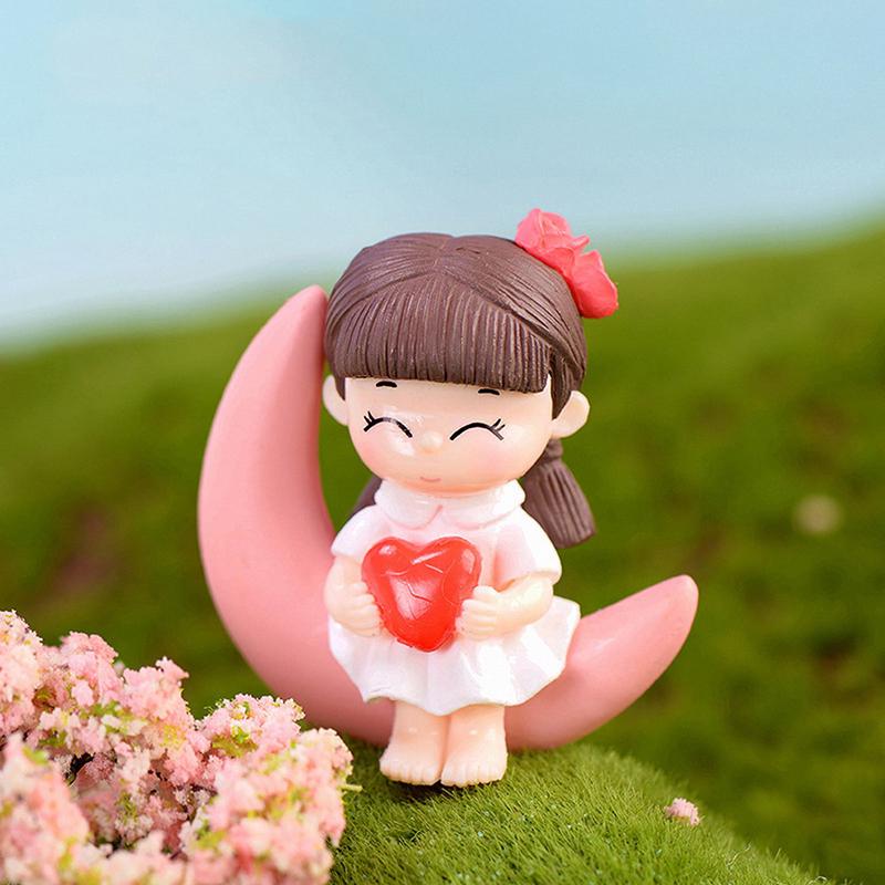 Moon Couple Miniature Figurine Fairy Garden Dollhouse Decor Micro Landscape