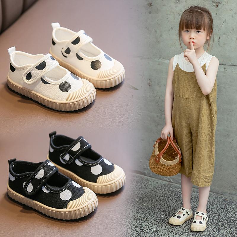 Princess Girls Polka Dot Canvas Shoes Casual Cotton Mary Jane Fashion Shoes Designer Espadrilles Baby Tennis Lightweight Sneaker