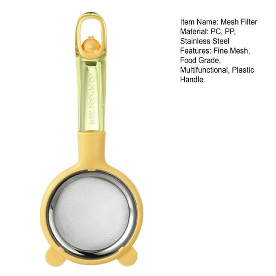 Кухонный сетчатый фильтр с пластиковой ручкой, пищевой сорт, просеиватель для муки, инструмент для детского питания, дуршлаг, ложка, многофункциональный кофе, чай, сок