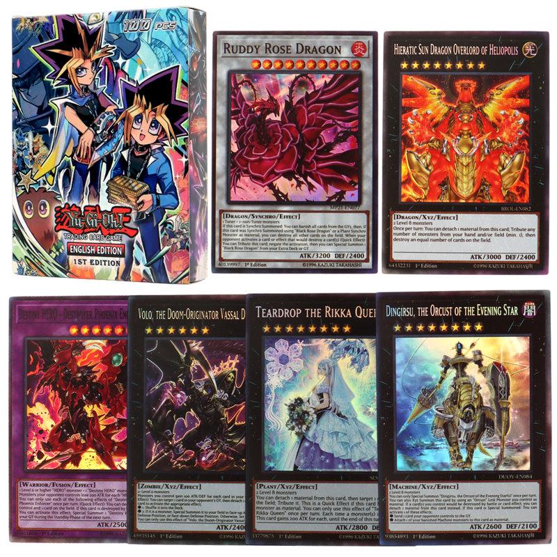 100 шт. голографическая карта Yugioh без повтора на английском языке YU GI OH Master Duel конкурентная колода коллекционная карточная игра блестящая коллекция