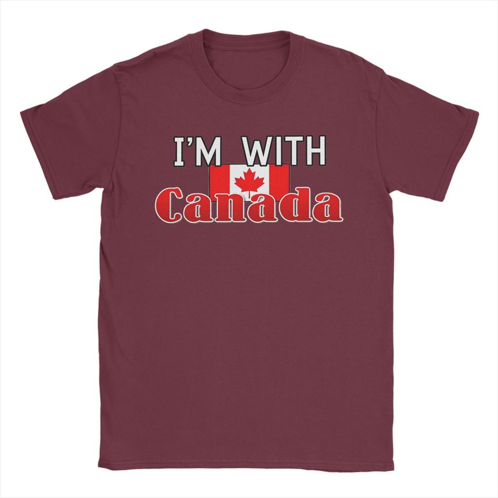 Модная футболка I'm With Canada для мужчин, хлопок, короткий рукав, круглый вырез, летняя одежда