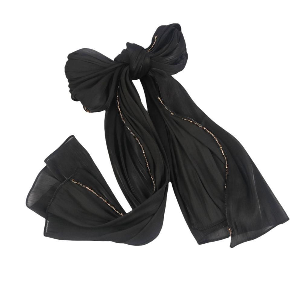 Длинный платок-хиджаб с цепочкой из бусин, исламский тюрбан, модный этнический шарф для женщин