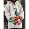 Womens 3D Animal Print Hooded Sweatshirt Casual Open Front Jacket