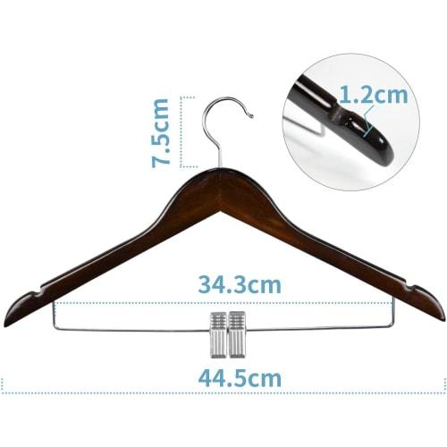 Support Japanese Small and Medium-Sized Businesses with Wooden Hangers with Clips, 360-Degree Rotation, Suit Hangers with Strong Clips, Set of 10, Ant