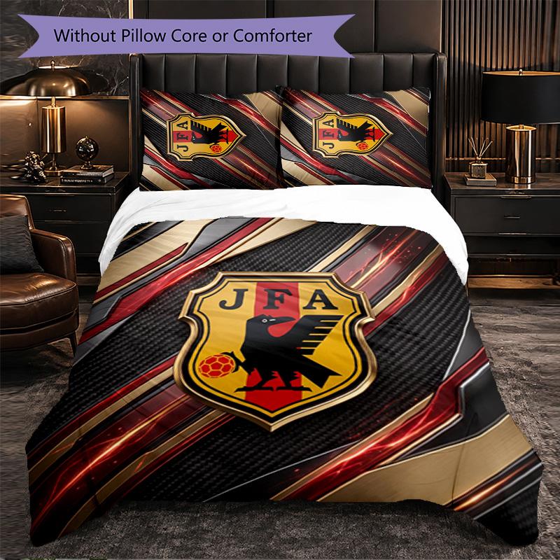 Japan Football Pattern 3 Pieces Bedding Set Soft Microfiber Duvet Cover with Pillow Cases for Bedroom