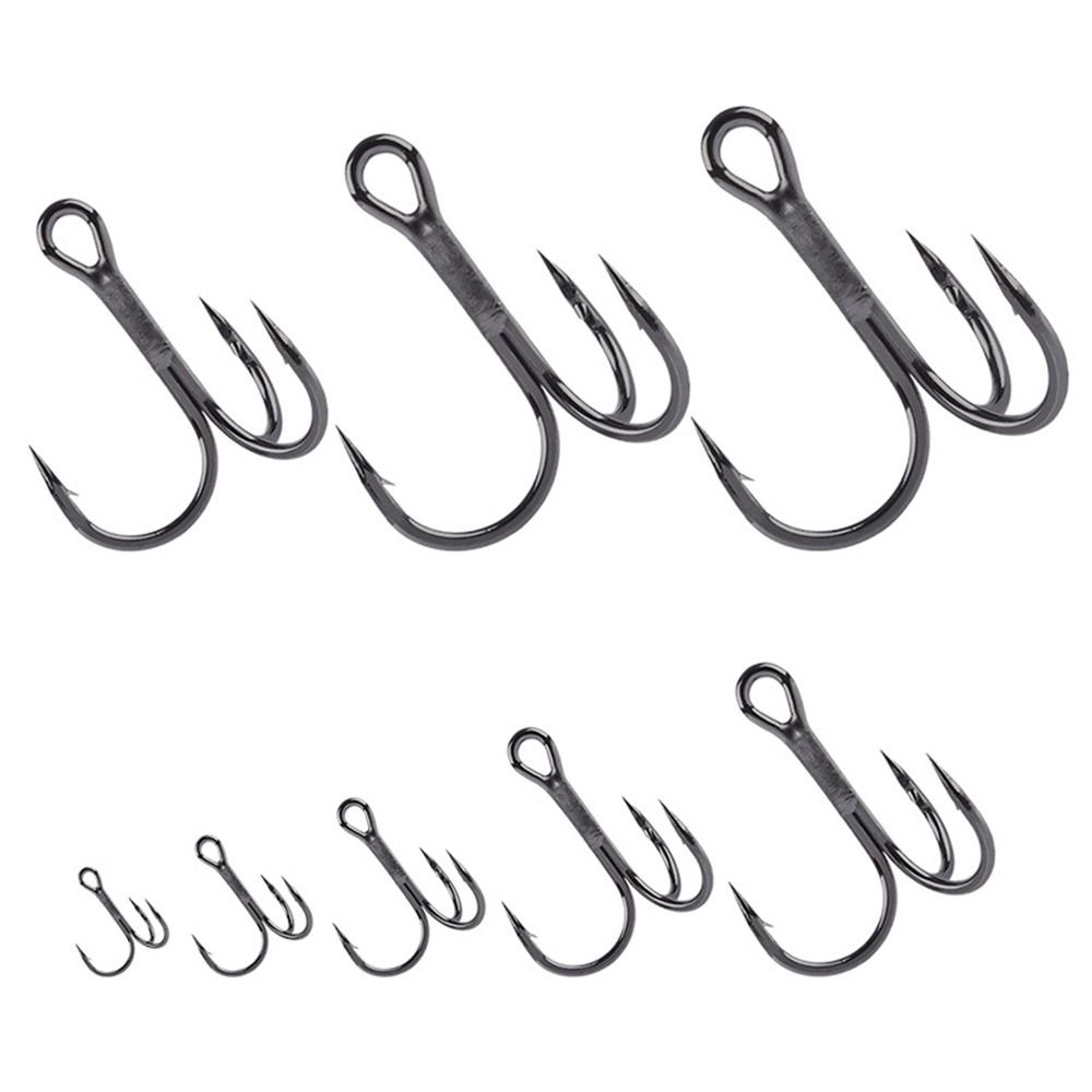 50PCS/Set Durable Sharpened Barbed Hooks Treble Jig Fishing Tackle Fishhooks High Carbon Steel