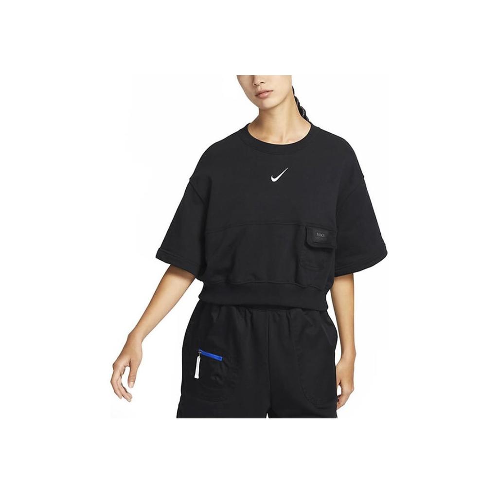 Nike Спортивная одежда City Utility Solid Logo Свободная футболка с коротким рукавом Женская футболка черного цвета DV8039-010