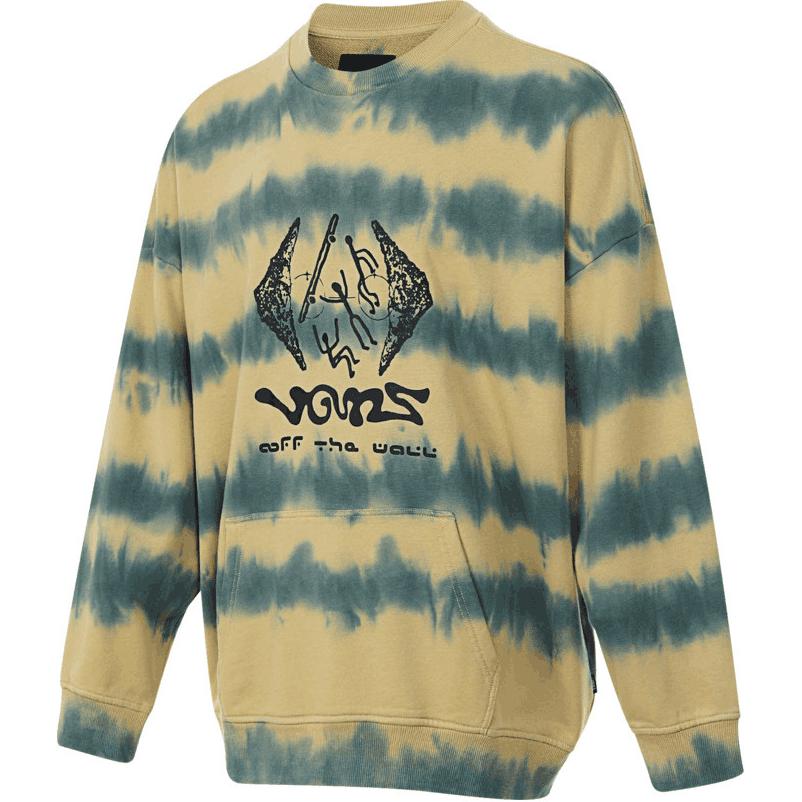 Vans Stripe Dye Crew Knit Round Neck Pullover Long Sleeve Hoody Shirt Men Hoody Yellow Blue VN000GNRCSS