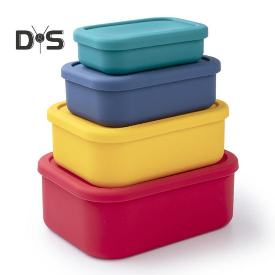 Силиконовый ланч-бокс 300 мл/400 мл/700 мл/1300 мл/2100 мл, сохраняющий свежесть с крышкой, термостойкость, герметичный контейнер для обеда