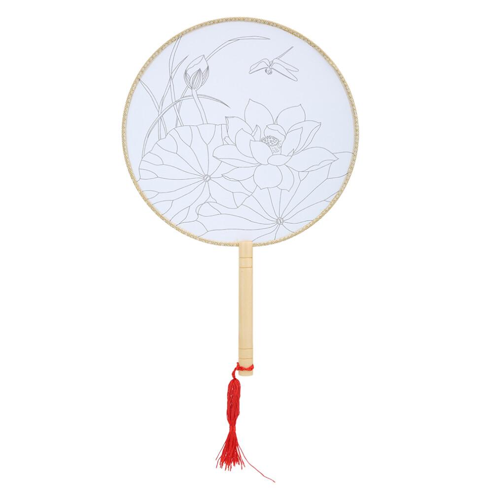 Chinese Style Hand Fan Traditional Silk Dance Fan with Decorative Tassel Elegant Round Hand Fan for Wedding Party Home Decoration