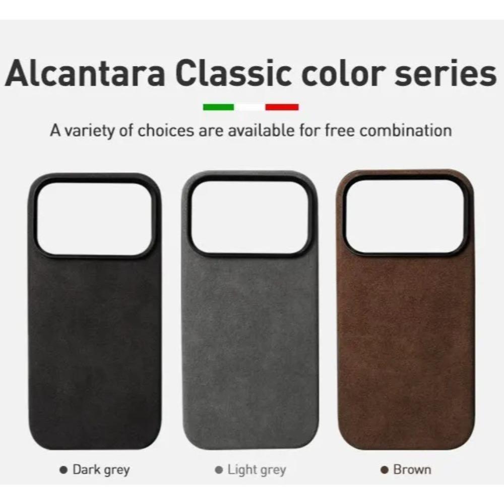 Alcantara Phone Case for iPhone 17 Pro Max Air 17 Magnetic Attraction+Aluminium Buttons Lens Protection Suede Leather Hard Cover