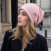 Warm Beanie Hat Windproof Knitted Pullover Cap Fashion Skullies Hat  for Women