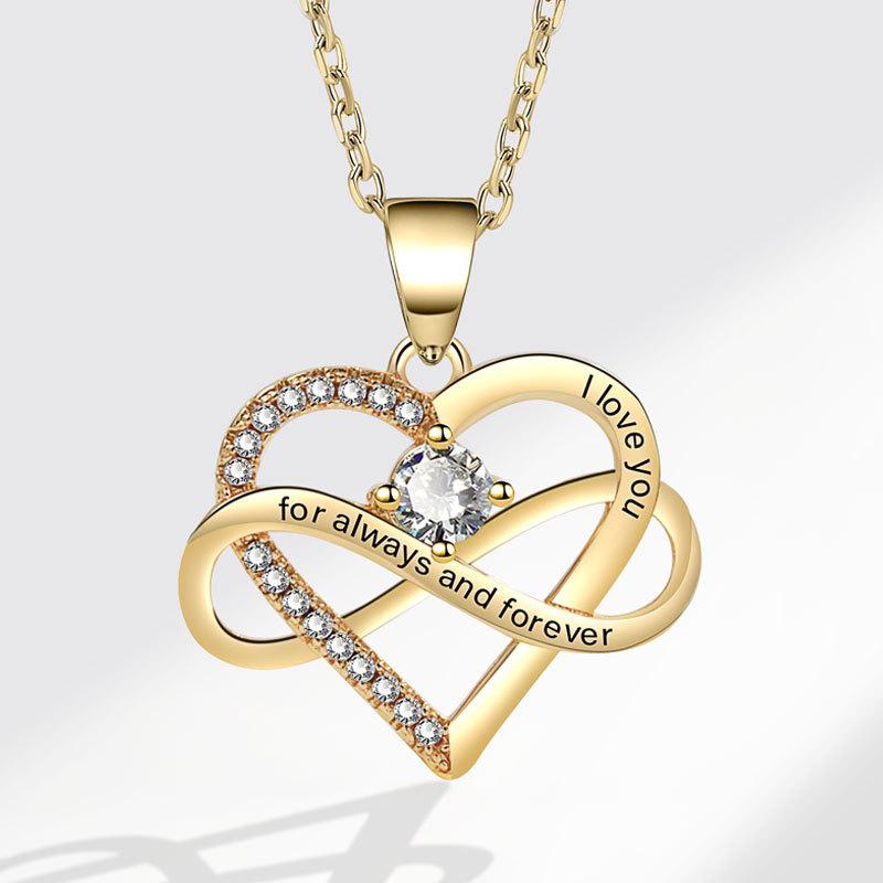 Fashionable Zircon Heart Large 8 I Love You Letter Necklace Women's Versatile Jewelry