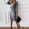 2024  Autumn and Winter New Women‘s European and American Turtleneck Knitted Solid Color Pullover Sweater Suit Skirt