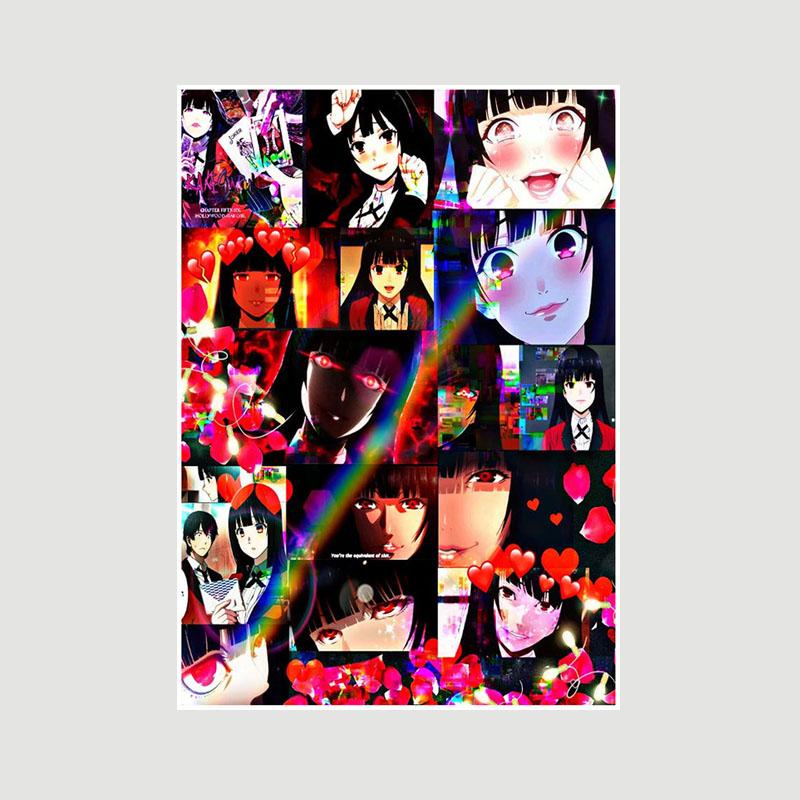 Винтажная белая бумага Kakegurui Плакаты Японское аниме Ретро-постеры и принты Художественная живопись Домашнее украшение Фреска Спальня Кафе Декор