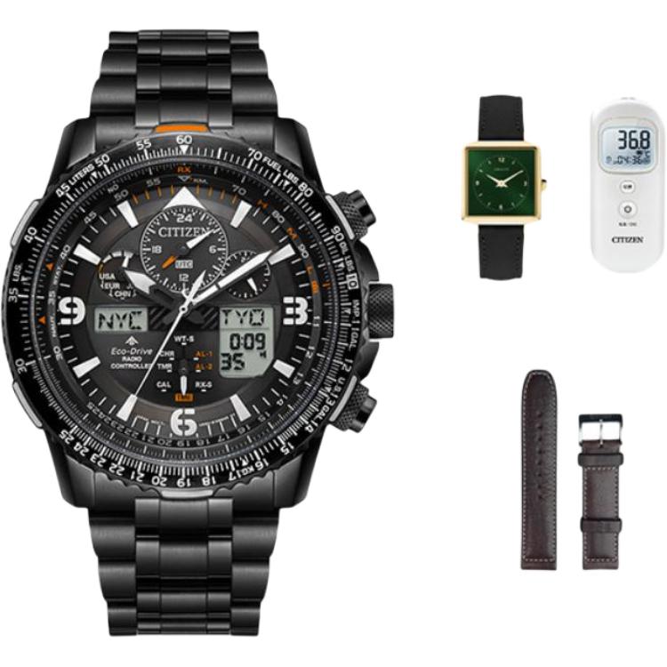 Citizen Promaster Кварцевые часы с питанием от света Стальной ремешок Мужские часы Черный циферблат JY8085-81E