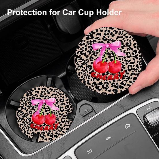 jijijing 6PCS Car Coasters, Leopard Print Decorative Round Heat-Insulating Stain-Proof Cup Holders, for Auto Accessories